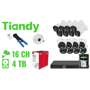 ZESTAW DO MONITORINGU TIANDY-NVR20-16IPCBT 16 KAMER + REJESTRATOR TIANDY